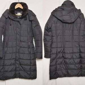 Sam S13 Matte Black Parka Quilted‎ Puffer Jacket Moto Faux Fur Collar Small S